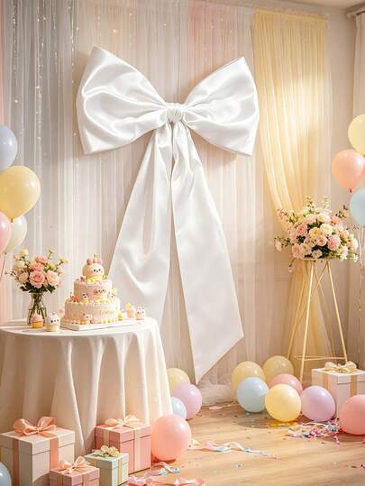 1Pc Extra Large White Bow,Satin Tassels Bow Decorations,Perfect For Wedding,Bridal Shower Decor, And Ceremony,Birthday Decorations,Bachelorette Party Decor,Baby Shower Decoration Supplies,Bow Party Decor,Celebration Decor,Decorative Hanging Ornaments,Wall Decorations,Bow Decor