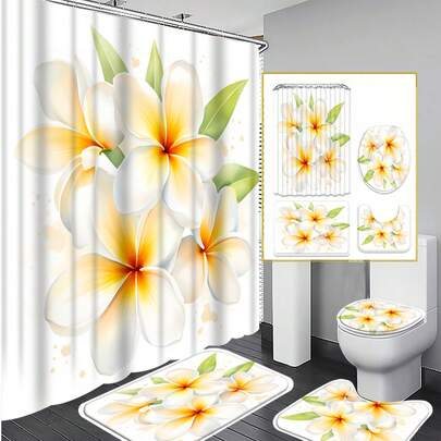 Bộ 1/3/4 rèm tắm in hình hoa sứ, chất liệu polyester cao cấp chống thấm nước, chống nấm mốc, có thể giặt máy, kích thước 71x71 inch, nhiều kích cỡ rèm và bộ rèm đồng bộ, thích hợp trang trí ngày lễ, trang trí phòng ngủ, làm rèm tắm, bộ phụ kiện phòng tắm, đồ dùng du lịch, quà tặng tuyệt vời cho mùa tựu trường/lễ tốt nghiệp/Ngày của Mẹ.