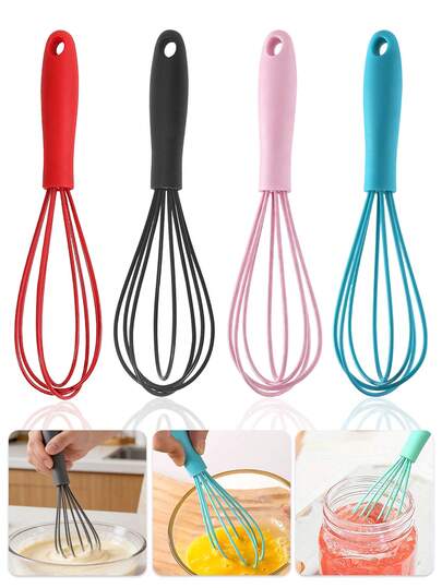 1pc Silicone Hand Mixer, Multi-Function Whisk, Cream Beater, Dough Mixer, Kitchen Baking Tool, Suitable For Mixing, Stirring And Whipping, Ideal For Home, Restaurant, Cake Shop, Dessert Shop, Great Gift For Parents, Family, Friends, Baking And Cooking Enthusiasts