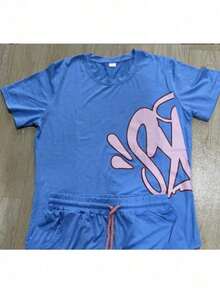 Men T-Shirt Co-Ords - Blue - View 2