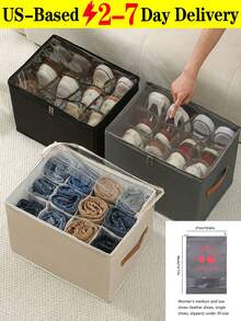 Space-Saving Foldable Shoe Box With Lid With Clear Window Sturdy Dust-Proof Storage Box For Unisex Adults Sleek Foldable Fabric Shoe Storage Box Ideal For Under Bed Shoe Bag Travel Essential Storage Cruise Must Haves Organizer Vacation Essentials College Dorm Room Accesoires Organziers Necessities - Multicolor - View 7