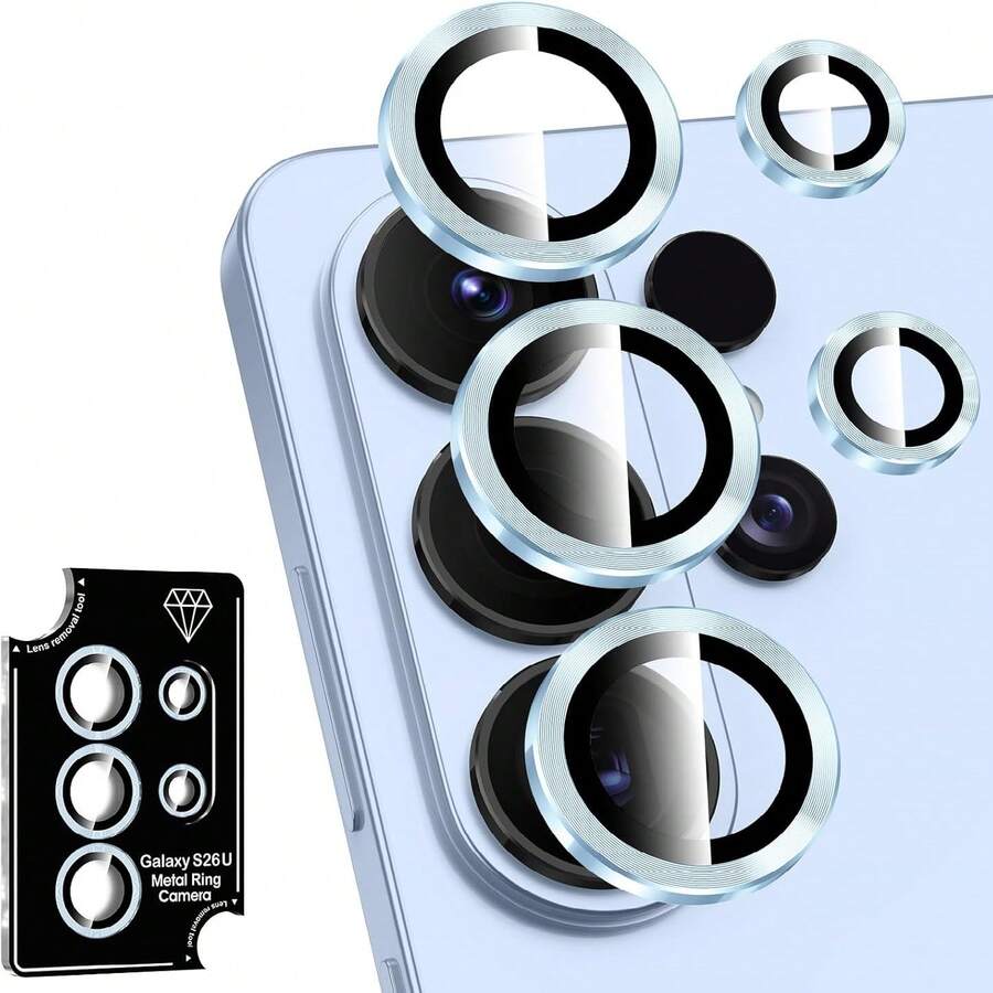 Protector de lente de ojo de águila, adecuado para Samsung Galaxy S25 FE/S25 Edge/S26/S26 Plus/S26 Ultra. Protector de lente metálico, resistente a los arañazos y a los golpes, dureza 9H, resistente al agua, resistente a los arañazos y a los golpes. Protector de lente, protector de lente, alineación automática, superficie lisa, protector de lente HD. Ideal para usuarios de teléfonos inteligentes y fundas de teléfonos. Protege el lente de tu teléfono. Diseño hermoso, imprescindible para los entusiastas de la fotografía. - Multicolor - Ver 1