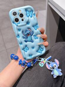 Disney Has Authorized, Phone Case - Chain Set, The Stitch Lilo & Stitch 3D Phone Case Plus A Silicone 3D Stitch Bracelet With Metallic Ring Removable Bracelet, Stitch And Angel Pattern, Compatible With Iphone 17/16/15/14/13/12/11/XS/XR/X Plus Pro Max, A Stylish Cartoon Phone Case, The Perfect Gift Choice, Phone Protection, Durable Phone Cover, Great Gift For Friends And Family - 白色款式B - 查看 2