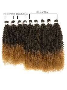 3 pièces/paquet Mèches bouclées de 26/28 pouces de haute qualité, extensions de cheveux synthétiques bouclés crépus. Couleurs : noir, brun, brun foncé, dégradé brun. Cheveux longs bouclés Jerry. Avec tissage en soie glacée organique pour une utilisation quotidienne et une tenue glamour pour les fêtes - Multicolore - Voir 6