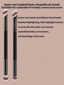 4-Piece Professional Double-Ended Makeup Brush Set - Includes Foundation Brush, Contour Brush, Blush Brush, Powder Brush, Eyeshadow Brush, Concealer Brush, Highlighter Brush, And Blending Brush.   Soft Fiber Bristles, Easy To Carry, An Excellent Gift For Women And Girls.   Makeup Brush Set, Makeup Brush Tool Set, Makeup Brush Set, Complete Makeup Tool Set, Makeup Brush Set, Complete Makeup Tool Kit, Brush Set, Makeup Brush Gift Set, Set, Gift, Professional Makeup Brush, Complete Makeup Set - 黑色 - 查看 6