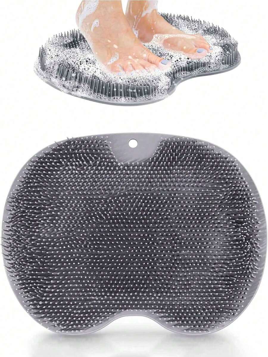 1个硅胶足部按摩垫，多功能软垫按摩沐浴刷，具有去角质、足部清洁、搓澡和背部清洗功能，适用于浴室淋浴 - 足部护理 - 足部去角质 - 浴室用品 - 浴室装饰 - 淋浴背部清洁刷，浴室配件，淋浴，浴垫，家居装饰
