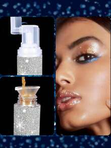 1pc Sparkling Rhinestone Refill Powder Spray Bottle, Body Powder Spray Bottle, Makeup Powder Dispenser Bottle, Nail Glitter Powder Spray Bottle, Pump Powder Spray Bottle, Long Nozzle Spray Bottle, Refillable Transparent Glitter Powder Spray Bottle, Watermelon Cream Powder Spray Bottle, Suitable For Summer, Beach, Travel, Party, Back To School, Dorm, Mother's Day Gift, Birthday Gift - Multicolor - View 9
