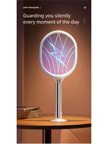 OBOVAY 2-In-1 Rechargeable Electric Mosquito Swatter, Type-C Fast Charging, UV Mosquito Trap & Killer Lamp, Dual Modes, Large Net Design, Handheld & Upright Use, Suitable For Home, Dorm, Bedroom, Living Room, Outdoor, 1200mAh - Multicolor - View 8