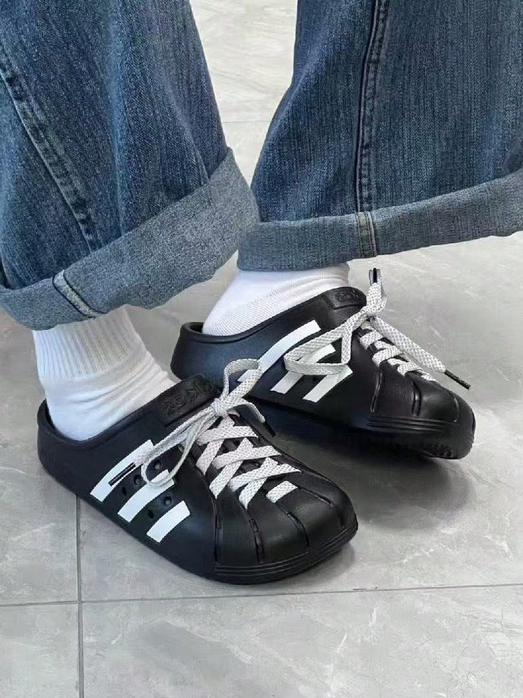 Dép bít mũi adidas ADILETTE - Đa năng, thoải mái, kiểu dáng thường ngày - Dành cho cả nam và nữ - Màu đen và trắng - màu đen - Xem 1