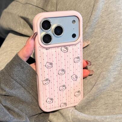 SANRIO 1 chiếc ốp lưng điện thoại Hello Kitty màu hồng chấm bi kiểu Hàn Quốc mới cho iPhone 17 17Pro 17PM 16 16Pro 16PM 15 15Pro 15PM, chống sốc IMD hình cô gái hoạt hình dễ thương, thời trang và độc đáo.