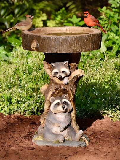 户外树脸墙饰 - 树脂老人脸雕塑 - 带脸的喂鸟器。为您的庭院和花园增添多样性。