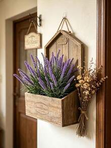1pc 43.5cm/17.13in Purple Lavender (With Ground Stake), Outdoor Decor, Yard Decor, Garden Decor, Artificial Plant, Floral Arrangement, Summer Yard & Garden - Purple - View 1