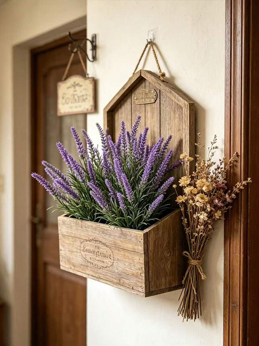 1pc 43.5cm/17.13in Purple Lavender (With Ground Stake), Outdoor Decor, Yard Decor, Garden Decor, Artificial Plant, Floral Arrangement, Summer Yard & Garden - Purple - View 1