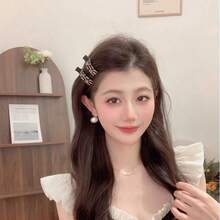 2pcs/4pcs Casual Bohemian Cute Elegant PU(Polyurethane) Hair Clips, Colorful Rhinestone, Suitable For All Seasons - Champagne - View 3