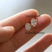 JOJELOO 1 Đôi bông tai Cubic Zirconia hình bầu dục cổ điển, Quà tặng trang sức đa năng cho phụ nữ, bạn bè hoặc cặp đôi nhân dịp sinh nhật - Vàng - Xem 2