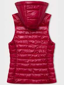 Quilted hooded vest, Vest with a detachable hood, Fitted cut, Zipper closure, 2 pockets, Lightly padded with synthetic down, Hip-length, casual, Spring/Autumn - 紅色 - 查看 4