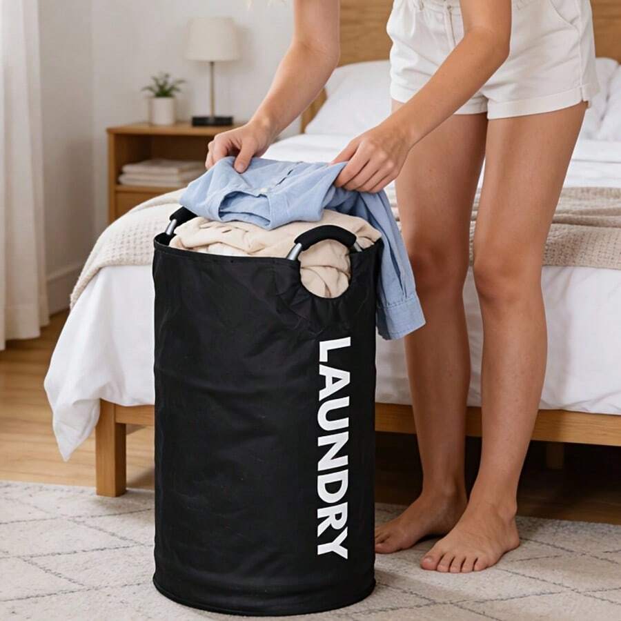 Cesta de almacenamiento de lavandería extra grande de 80L con asas acolchadas, cesto de ropa plegable y duradero para dormitorio, baño, dormitorio, organizador de tela resistente con asas reforzadas, diseño plegable que ahorra espacio para la organización del hogar, cesto de ropa sucia impermeable, cesta de lavandería para el dormitorio