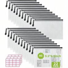 1 Set Mesh Zipper Bags, Durable File Folders, Plastic Mesh Bags For Files, Documents, Cosmetics, Board Games, School, Office, Home Travel Storage - A - View 1