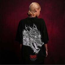 Darcsport T-Shirt, European And American  Brand Short-Sleeve T-Shirt, American Hip-Hop Style, Men's Round-Neck, Loose, Casual Style, Couple's Ins T-Shirt - T250510黑色 - 查看 5