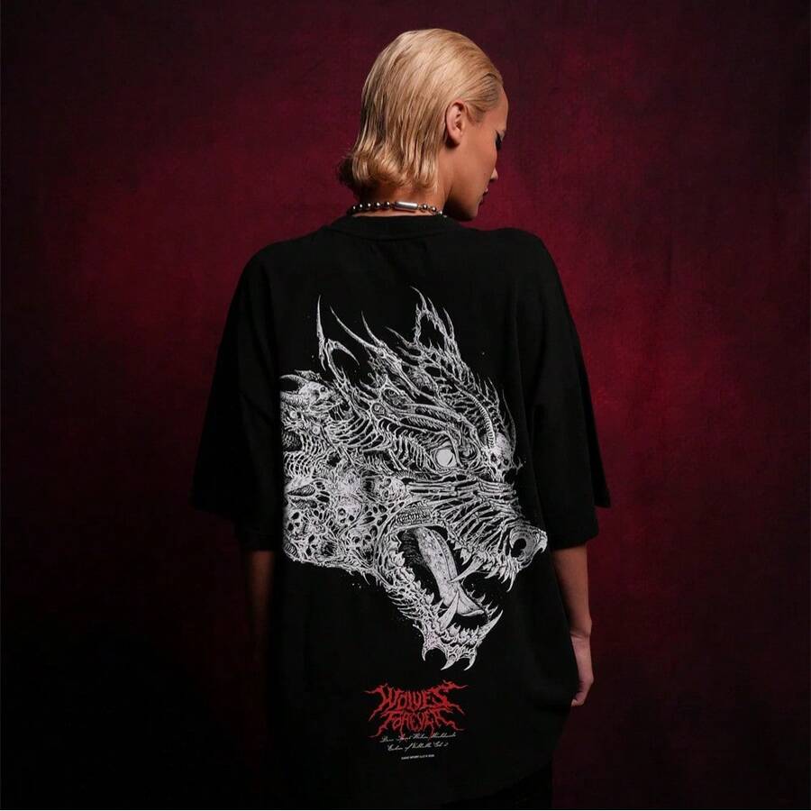Darcsport T-Shirt, European And American Brand Short-Sleeve T-Shirt, American Hip-Hop Style, Men's Round-Neck, Loose, Casual Style, Couple's Ins T-Shirt - T250505 Màu đen - Xem 1