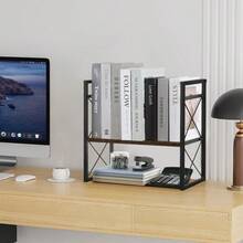 Desktop Shelf Organizer, 2 Tier Office Shelves, Wood Desk Organizer Storage Rack And Freestanding Display Shelf For Office, Dormitory, Home - Cổ điển - Xem 9
