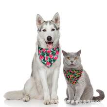 Tropical Style Fruit Flamingo Pet Bandana, Cactus Dog Scarf, Pet Triangle Bandana, In Stock For Cross-Border - BA068 Dưa hấu lá rùa đậm - Xem 5