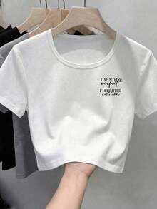 Áo thun cổ tròn in họa tiết phong cách Y2K, áo crop top tay ngắn dáng ôm retro thập niên 90, áo thun họa tiết dễ thương, áo crop top mùa hè cho nữ, dáng ôm. - trắng - Xem 3