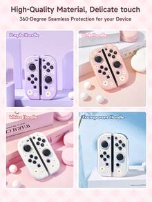 1 Pair Of White Flowershandle Protective Shell Switch Joy-Con Controller, Switch Joy-Con Left And Right Handle Controller Protective Cover, Switch Game Console Accessories, Protect Joy-Con Controller From Damage, Oil-Proof And Scratch-Proof, Easy To Install And Disassemble - Multicolor - View 2