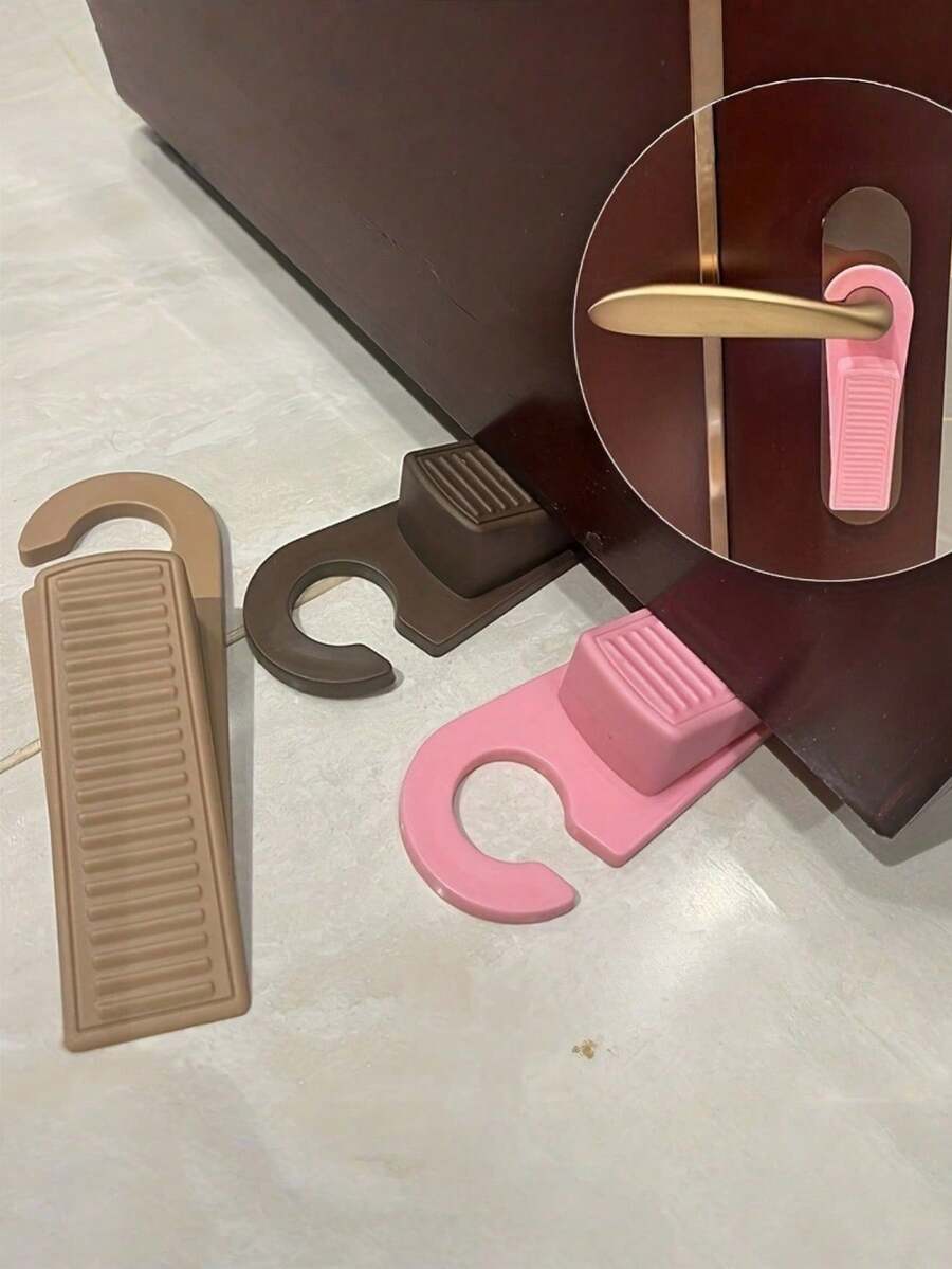 1Pc No Drill Door Stopper Set, Top Mount Tool-Free Self Adhesive Door Stop, Anti-Collision Silent Door Buffer Wall Protector, Punch-Free Heavy Duty Door Bumper Stopper For Home Kitchen Living Room Hotel Household Hardware ﻿ - Multicolor - View 1