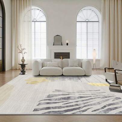 1 pieza Alfombra de sala de estar con diseño de linaje abstracto con lámina de oro de estilo de lujo. Tela de terciopelo con un peso aproximado de 850 gramos y un grosor de aproximadamente 0,6 cm. Alfombra - Duradera/Antideslizante/Fácil de limpiar. Múltiples tamaños disponibles. Adecuada para cocinas/salas de estar/comedores/dormitorios/sótanos/estudios y otros entornos múltiples. Es una opción ideal para la decoración del hogar.