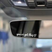 Pegatina de coche plana 2D, Pegatina para el espejo retrovisor "¡Tú puedes hacerlo!", Pegatina para la superficie del espejo retrovisor inspiradora - Vinilo de alta calidad, superficie reflectante, fácil de aplicar, adecuada para coches y espejos retrovisores, accesorio inspirador | Accesorios de coche modernos | Brillante, plano 2D, pegatina de coche, adecuada para pegatinas de taza, pegatinas de portátil, pegatinas de coche, pegatinas de ventana, accesorios decorativos de coche - A - View 1