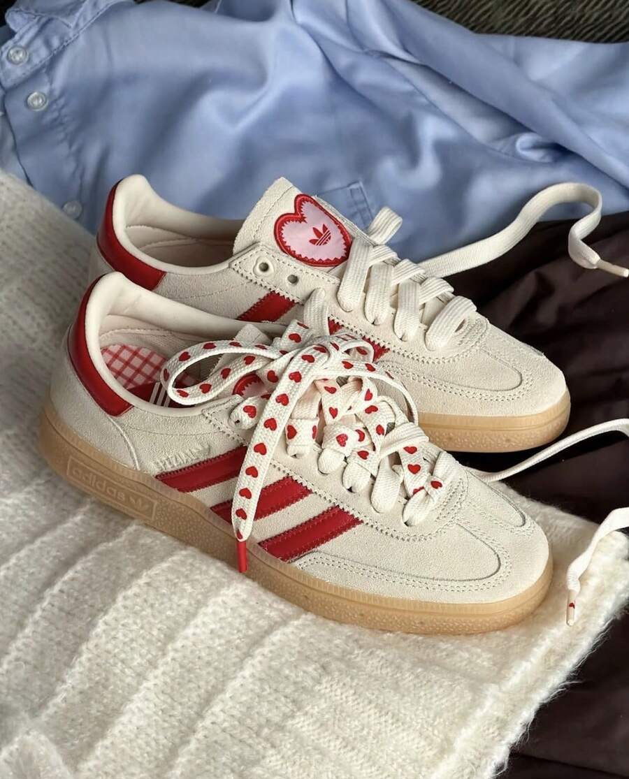 Adidas Handball Spezial Women's  Casual Shoes Valentine's Day Gift Date Gift  Comfort Cushioned Leather KH9044 - 紅白色 - 查看 1