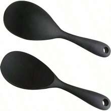 1PC Rice Paddle Spoon, Non Stick Rice Spatula Rice Cooker Spoon, Heat Resistant Rice Scooper Rice Spoon Kitchen Cooking Utensil Rice Mashed Potato, Size 10.83x 2.56in Black - Black - View 8
