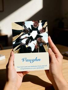 1/5/10 piezas Tarjetas de invitación para fiesta de graduación - Tarjetas de invitación de graduación personalizables con foto y texto, adecuadas para celebraciones de graduación de escuela secundaria y universidad, invitaciones para fiestas festivas - Una pieza - Ver 5