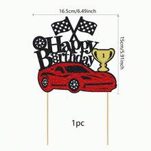 1 chiếc phụ kiện trang trí bánh kem hình xe đua, thích hợp cho sinh nhật 1/2/3/4/5/6/7/8/9/10, chủ đề cờ caro xe đua, dùng cho tiệc sinh nhật. - Xem 18