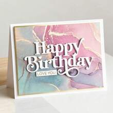1pc Happy Birthday Metal Cutting Die, Suitable For Scrapbooking, Embossing, Handmade Card Making, Gift Card Crafting - Single Piece - View 7