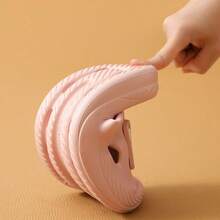 Letter Hollow Out Beach Slippers, Summer Non-Slip Wearable Vacation Style Ladies Pink Sandals - Pink - View 9