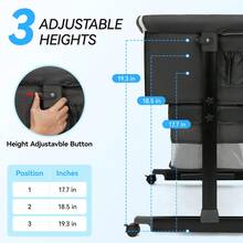 3-In-1 Baby Crib, Baby Bed,Baby Bassinet,Boasting Effortless Smooth-Gliding Wheels, Height-Adjustable Frame, Gentle Rocking Motion, Breathable Mesh Panels For Optimal Airflow,Bedside Bed For Babies,Essential Goodies For Growing Kids, Baby Need,Baby Stuff, Essential For New Mothers,Newborn Gift,Baby Christmas Gift - Màu xám đen - Xem 11