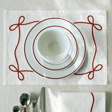 1/2/6pcs American Pastoral Ins Style Bowknot Embroidered Tray Mat, Square Photoshoot Jewelry Cover Cloth, Fashion Minimalist Placemat - Multicolor - View 5