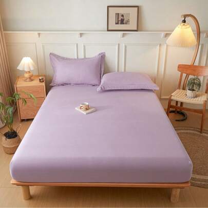 3-teiliges Luxus Spannbetttuch Set (1 Spannbetttuch + 2 Kissenbezüge, Kissen nicht enthalten), gebürstete geprägte Verarbeitung, 100% Polyester weich & bequem, hautfreundliche Bettwäsche, Matratzenschoner für dicke Matratzen, geeignet für Zuhause, Studentenwohnheim, Hotel, maschinenwaschbar, Geschenkidee für Feiertage