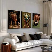 1/3pcs Set Unframed African Woman Playing Chess 8 Balls Fashion Canvas Poster Luxury Afrocentric Wall Art Print Aesthetic Decor Painting For Dorm,Living Room,Bedroom,Modern Home Decoration - A - View 3