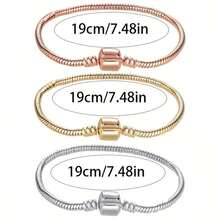 1 st - Minimalistisk och modern 19 cm * 3 mm kopparfärgad ormbenskedja, fyrkantig pelare, gör-det-själv-pärlarmbandskedja - Kedja med ormben i fyrkantig kolumn - Visa 3