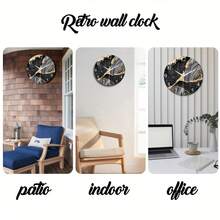 Large Black Marble-Patterned Glass Wall Clock, 12-24inch Luxurious Round Quartz Clock, Silent Battery-Powered, Handmade, Modern Living Room Decoration, Suitable For Living Room, Bedroom, Office Decoration, Holiday Gift - 1PC - View 7