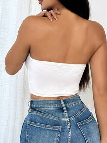 Áo hai dây crop top màu trắng gợi cảm, buộc dây - Phù hợp cho trang phục thường ngày phong cách đường phố. - trắng - Xem 7