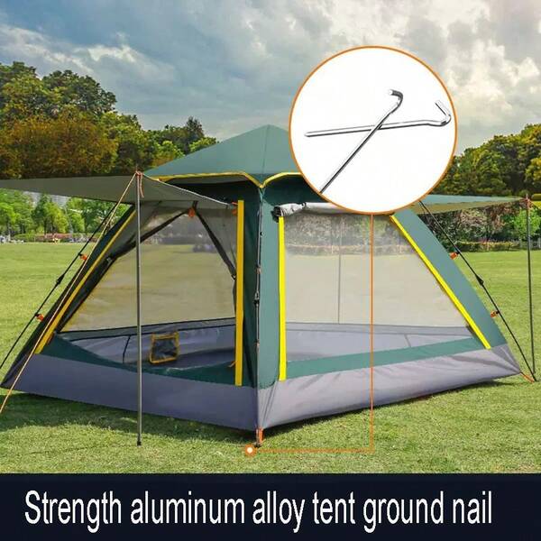 Outdoor Camping Aluminum Alloy Tent Stakes, Hexagon Question Mark Pegs, Canopy Ground Nails, Camping Mat Accessories