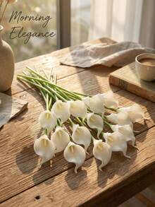 French Cream Style Calla Lily Artificial Flowers, Suitable For Home Decor, Living Room, Office, Kitchen, Wedding, Room Decoration, Wedding Accessories, Autumn Decor, Wall Decor, Tabletop Centerpiece, Wedding Centerpiece - Multicolor - View 12