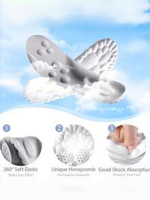 1 Pair 4DPU Sports Insoles, Unisex Shock Absorbing And Cushioning, Comfortable Full-Length Sports Insoles - Black - View 4