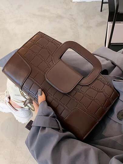 1 pezzo Elegante borsa a mano da con stampa coccodrillo, nuova moda 2025 primavera/estate, clutch, borsa a tracolla, borsa da sera piccola con tracolla a catena