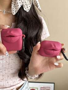 1pc Soft Case Compatible With Apple Earphones 1st & 2nd Generation, Funny Abstract Silicone Protective Cover - Hot Pink - View 8