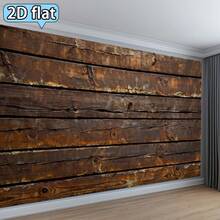 2D Flat - 2D Flat - 1pc Of Ultra-Large,2D Flat, 1pc 1pcs Horizontal Vintage Wood Panel Tapestry - Distressed Brown Wood Plank Wall Hanging Suitable For Decor, Photography Backdrop, Rustic Party Background, Brown Wood Grain Panel Decoration, 2D Flat - 1PC - 查看 1